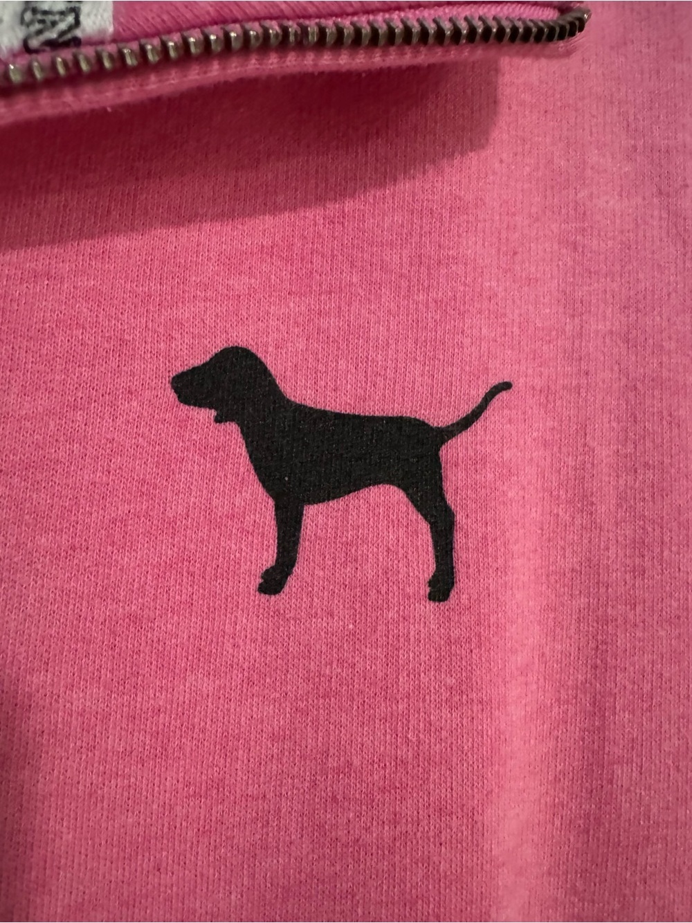 PINK Victoria's Secret Bright Pink Quarter-Zip Pullover Sweatshirt Size Medium - Picture 4 of 6